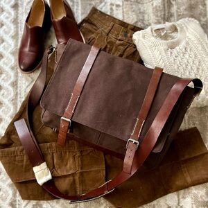 Brown Leather Men's Messenger Bag By Banana Republic